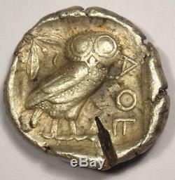 Athènes Grèce Athena Owl Tetradrachm Coin (454-404 Bc) Nice Vf Avec Test Mark
