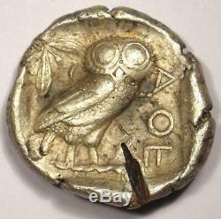 Athènes Grèce Athena Owl Tetradrachm Coin (454-404 Bc) Nice Vf Avec Test Mark