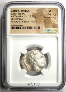 Athènes Grèce Athena Owl Tetradrachm Coin (465-455 Av. J.-c.) Ngc Vf Early Issue