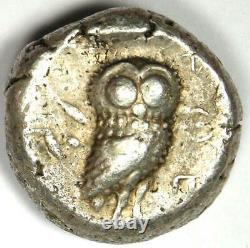 Athènes Grèce Athena Owl Tetradrachm Coin (510-480 Av. J.-c.) Amende / Vf Early Issue
