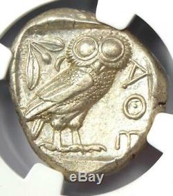 Athènes Grèce Athena Owl Tetradrachm Silver Coin (440-404 Bc) Ngc Au, Cut Test