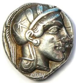 Athènes Grèce Athena Owl Tetradrachm Silver Coin (454-404 Av. J.-c.) Vf (réparé)