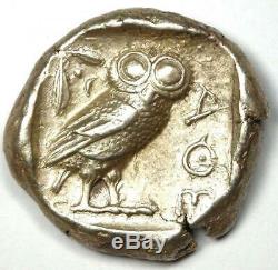 Athènes Grèce Athena Owl Tetradrachm Silver Coin (454-404 Bc) Condition Au
