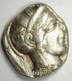 Athènes Grèce Athena Owl Tetradrachm Silver Coin (454-404 Bc) Vf Condition