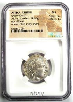 Athens Athena Owl Ar Tetradrachm Coin 440-404 Av. J.-c. Ngc Ms (unc) 5/5 Grève