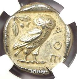 Athens Athena Owl Tetradrachm Coin 455-440 Av. J.-c. Ngc Au Première Édition 5/5 Grève