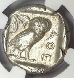 Athens Attica Grèce Athena Owl Tetradrachme Argent Coin (440-404 Av. J.-c.) Ngc Xf
