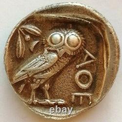 Attica, Argent Ar Tetradrachm Athena Owl Ca. 510-450 Av. J.-c.
