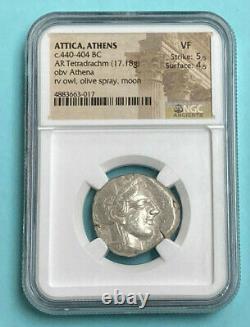 Attica Athènes Ar Tetradrachm Athena Owl Grec Argent Coin 440-404 Bc Ngc Vf