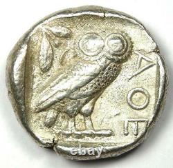Attica Athènes Grèce Athena Owl Ar Argent Tetradrachm Coin 454-404 Bc Good Vf