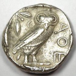 Attica Athènes Grèce Athena Owl Ar Argent Tetradrachme Coin 454-404 Bc Vf