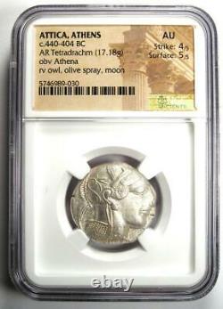 Attica Athènes Grèce Athena Owl Tetradrachm Coin (440-404 Av. J.-c.) Certifié Ngc Au