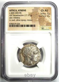 Attica Athens Athena Owl Tetradrachm Coin 440 Bc Ngc Choice Au 5/5 Strike