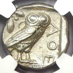 Attica Athens Athena Owl Tetradrachm Grec Coin 440-404 Av. J.-c. Ngc Au 5/5 Grève