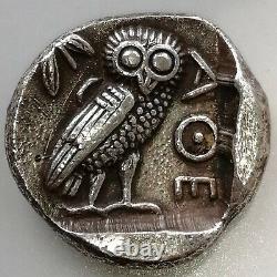 Attica, Tetradrachme Argenté Scarce Athena Owl Ca. 510-450 Av. J.-c.