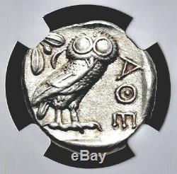Attique Athènes Grec Owl Argent Ar Tetradrachm Coin (440-404 Bc) Ngc Au 4/5 4/5