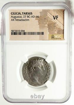 Augustus 1bc Authentic Ancien Argent Roman Tetradrachm Coin Tarsus Ngc I84973