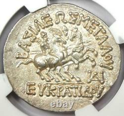 Bactria Eucratides I Ar Tetradrachm Silver Coin 170-145 Bc Ngc Choice Au