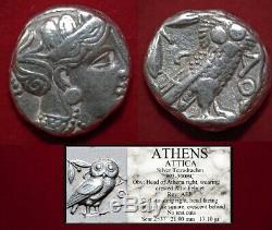 Coin Grec Ancien Attique Athena Et Owl Tétradrachme D'argent Coupes D'essai Non