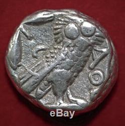 Coin Grec Ancien Attique Athena Et Owl Tétradrachme D'argent Coupes D'essai Non