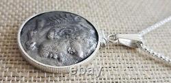 Collier en argent avec pièce de tétradrachme grec ancienne d'Alexandre III le Grand, avec COA