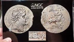 Eukratides I Ngc Au Tétradrachme D'argent Rare R1 Indo Grec Bactriane Coin I57701
