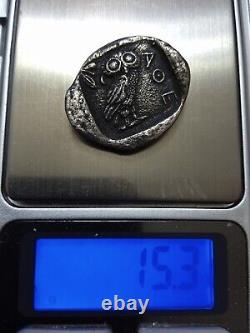 Grec Ancien Coin Athens Owl Tétradrachme. Argent 835+. 15.3 Grams