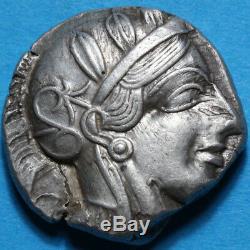 Grec Ancien Monnaie Tétradrachme D'argent Attique Athènes Owl C. 430-420 Bc