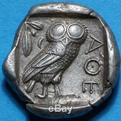 Grec Ancien Monnaie Tétradrachme D'argent Attique Athènes Owl C. 430-420 Bc
