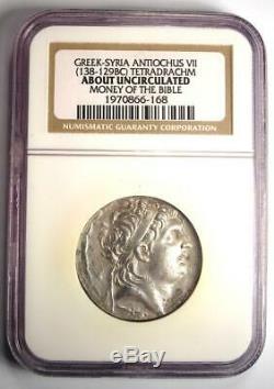 Grèce Antiochus VII Ar Bible Tetradrachm Coin (138-129 Bc) Certifié Ngc Au