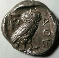 Grèce Antique Athéna Owl 454 Av. Attique Athènes Superbe Tetradrachm Silver Coin
