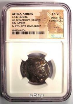 Grèce Antique Athènes Athena Owl Tetradrachm Coin (440-404 Bc) Ngc Choix Vf