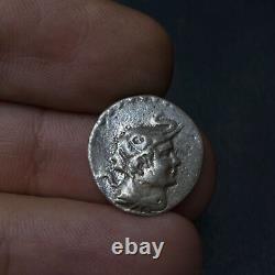 Hellénistique Grecque Antiquités Antiques Bactrien Argent Coin Eucratides 171-145 Avant Jésus Christ