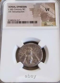 Ionia, Ephesus Tetradrachm Bee Coin Ngc Vf Pièce D’argent Antique