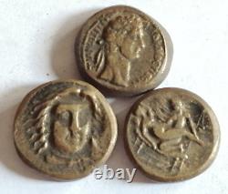 Lot de pièces de tétradrachmes denarius grec-romains en argent/bronze non étudiées.
