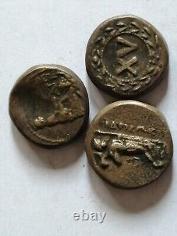Lot de pièces de tétradrachmes denarius grec-romains en argent/bronze non étudiées.