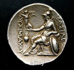 Lysimaque Tetradrachm. Portrait Superbe D'alexandre Le Grand. Silver Coin