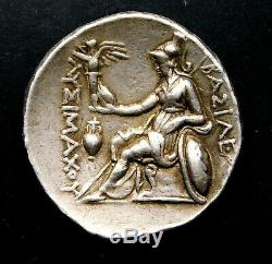 Lysimaque Tetradrachm. Portrait Superbe D'alexandre Le Grand. Silver Coin
