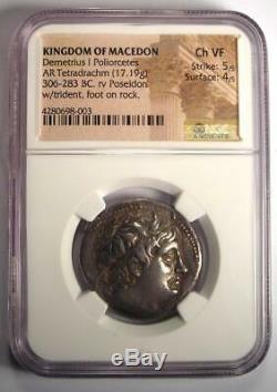 Macedon Dimitrios I Er Poliorcète Ar Tetradrachm Coin 306-283 Bc Ngc Choix Vf