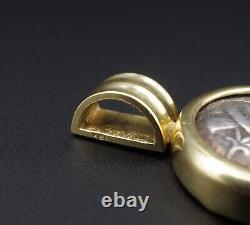Pendentif en or 18 carats avec une ancienne pièce d'argent, tétradrachme d'Attique, chouette d'Athéna, 440 av. J.-C. PG1735