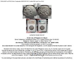 Pergamon In Mysia Argent Tétradrachme Serpents Pièce De Monnaie Grecque Ms Certifiée Ngc I58611