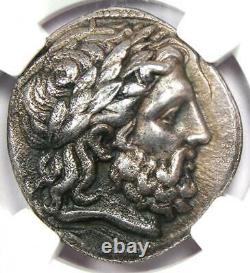 Philip II Ar Tetrachm Zeus Argent Pièce 359-336 Bc Ngc Ch Xf Avec Style Fin