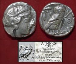 Pièce Ancienne Grecque Attica Athena Et Tétradrachme D'argent Owl