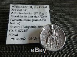 Pièce Ancienne Royaume De Macédoine Tétradrachme D'argent Alexandre Iii, Le Grand 17g