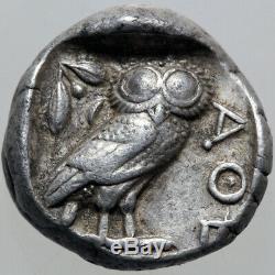 Pièce De Monnaie Grecque Antique Attique Athènes Hibou Argent Tetradrachm-test Cut-450 Bc
