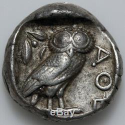 Pièce De Monnaie Grecque Antique Attique Athènes Hibou Argent Tetradrachm-test Cut-450 Bc