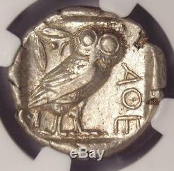 Pièce De Tétradrachme Athena Owl De La Grèce Antique Athènes (440-404 Av. J.-c.) Ngc Xf