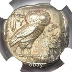 Pièce de monnaie ancienne Athènes Grèce Tétradrachme de la chouette d'Athéna 440-404 av. J.-C. Certifié NGC AU