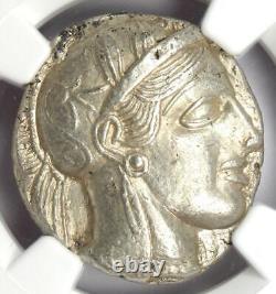 Pièce de monnaie de tétradrachme d'Athènes Attique avec la chouette d'Athéna 440 avant J.-C., NGC Choice AU 5/5 Frappe