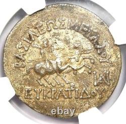 Pièce de monnaie en argent Tetradrachm de Bactria Eucratides I, 170-145 av. J.-C., certifiée NGC AU